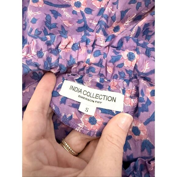 India Collection Emerson Fry Organic Cotton Violet Wildflower Ruffle Pants S - Picture 5 of 6